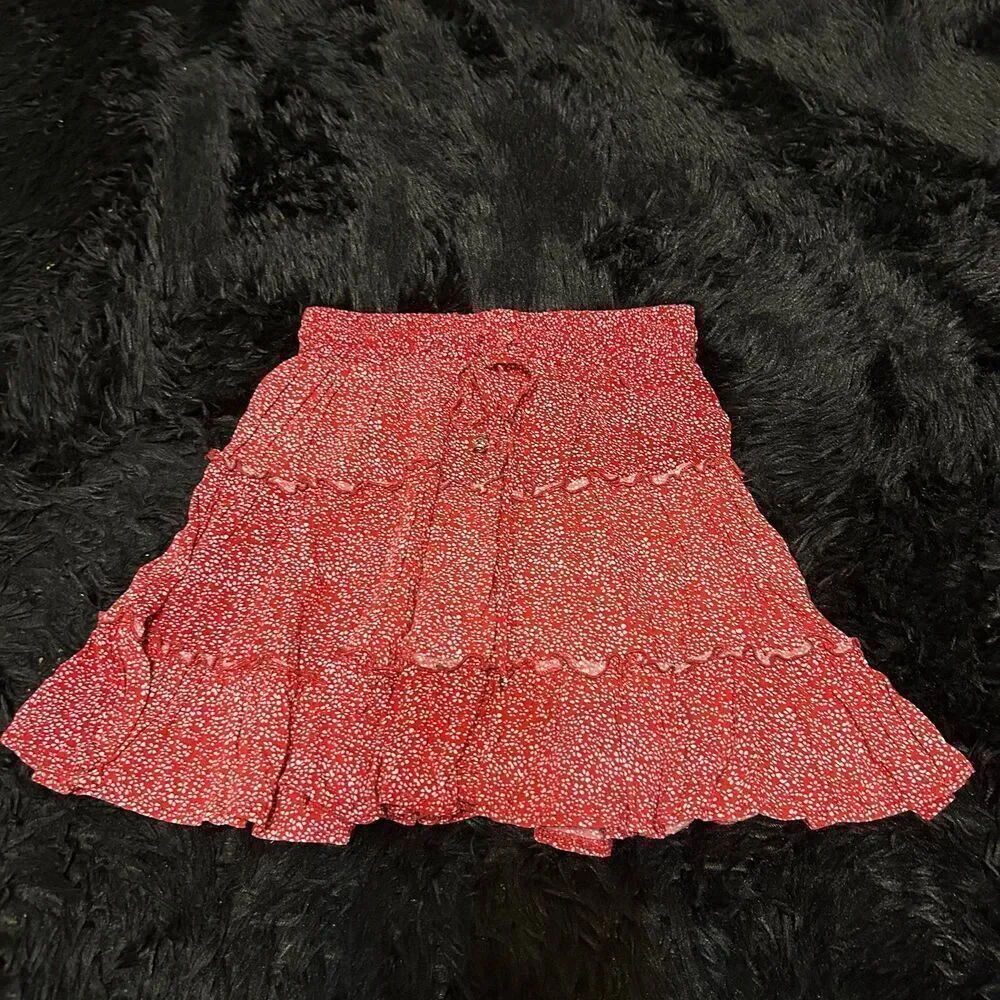 PRINCESS POLLY red floral print mini skirt size 0 women’s